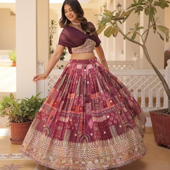 Maroon Designer Lehanga Choli Set
