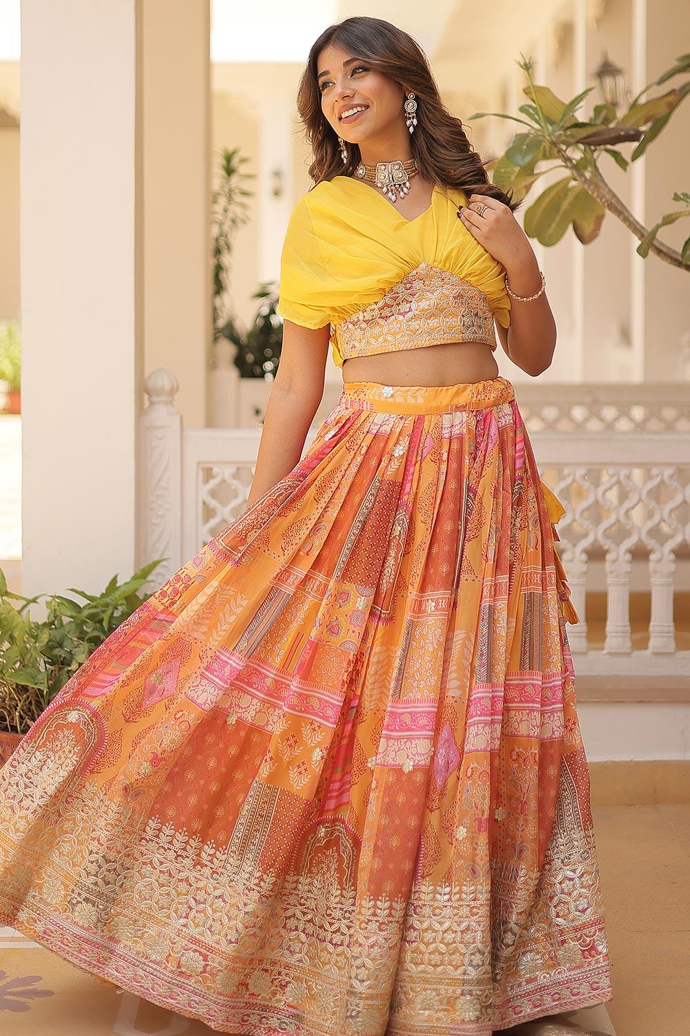 Mustard Yellow Designer Lehenga Choli Set