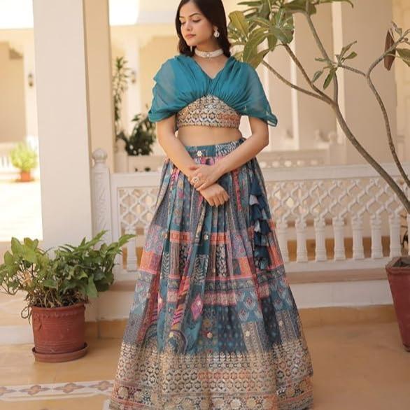 Blue Designer Lehanga Choli Set