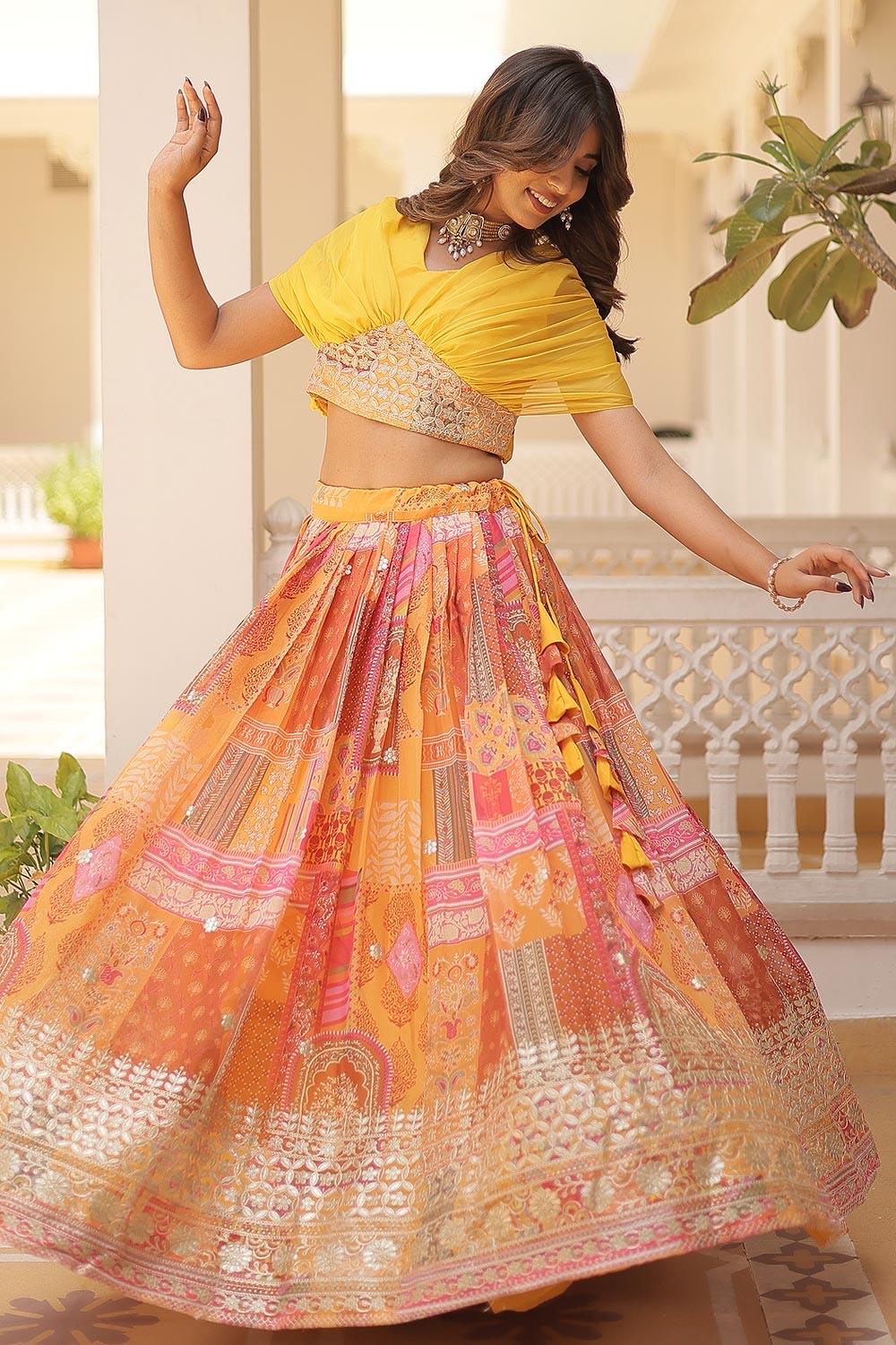 Mustard Yellow Designer Lehenga Choli Set