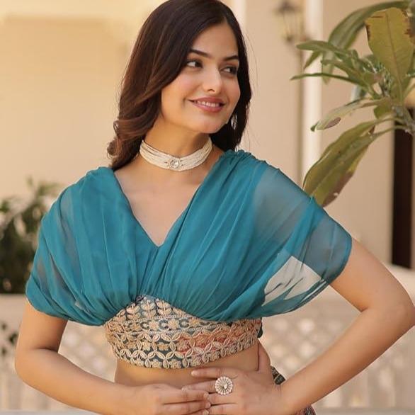 Blue Designer Lehanga Choli Set