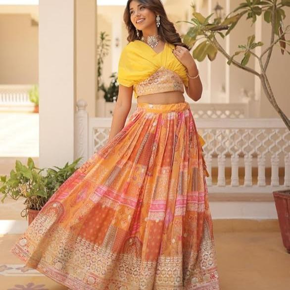 Yellow Designer Lehanga Choli Set